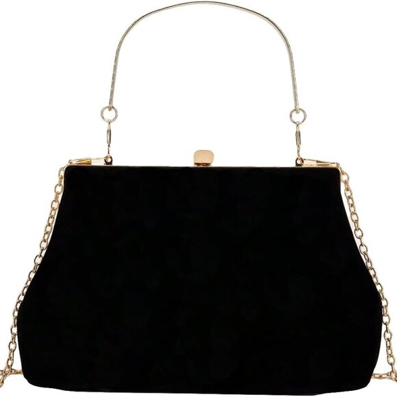 Women's Evening Bag Solid Puff Clutch with Chain Strap Top Handle - Picture 1 of 4